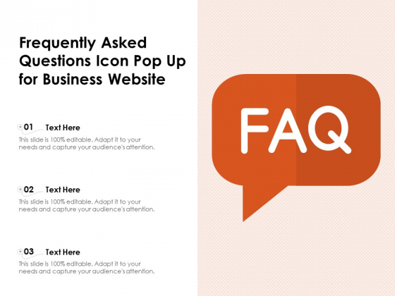 Frequently Asked Questions Icon Pop Up For Business Website Ppt PowerPoint Presentation File Inspiration PDF