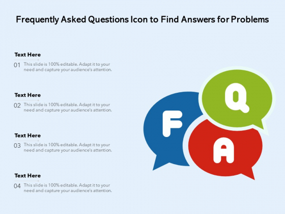Frequently Asked Questions Icon To Find Answers For Problems Ppt PowerPoint Presentation File Portfolio PDF