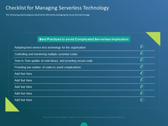 Functioning Of Serverless Computing Checklist For Managing Serverless Technology Ppt Model Images PDF Functioning Of Serverless Computing Checklist For Managing Serverless Technology Ppt Model Images PDF