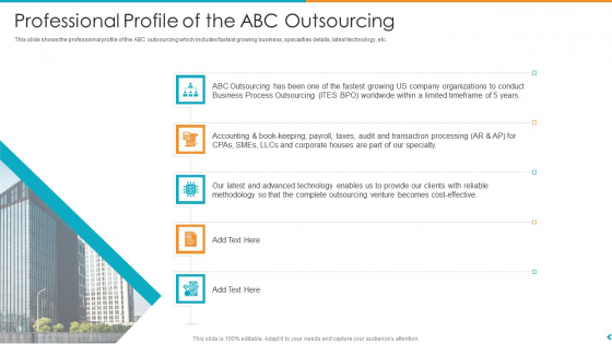 Fund Outsourcing Upgrade Efficiency Efficacy Fund Function Professional Profile Of The Abc Outsourcing Ppt Gallery Grid
