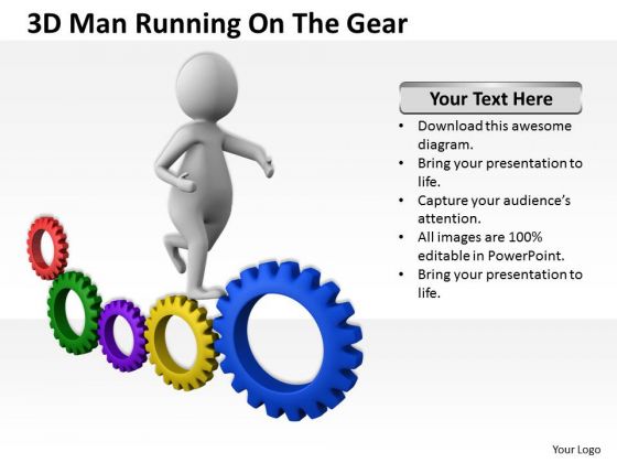 Famous Business People 3d Man Running On The Gear PowerPoint Templates Famous Business People 3d Man Running On The Gear PowerPoint Templates