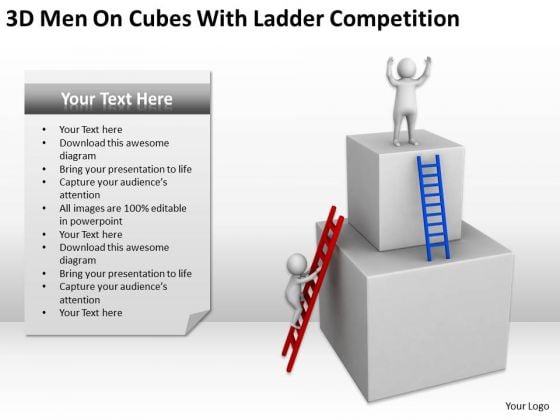 Famous Business People 3d Men On Cubes With Ladder Competition PowerPoint Slides Famous Business People 3d Men On Cubes With Ladder Competition PowerPoint Slides