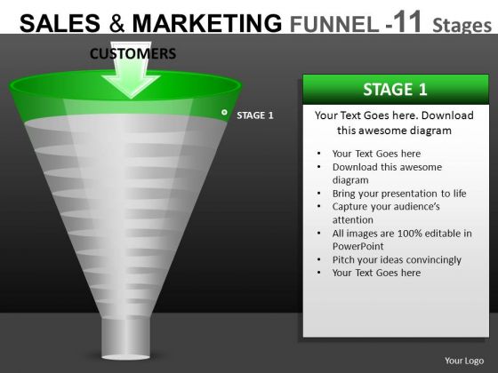 First Stage Conversion Funnel Diagrams PowerPoint