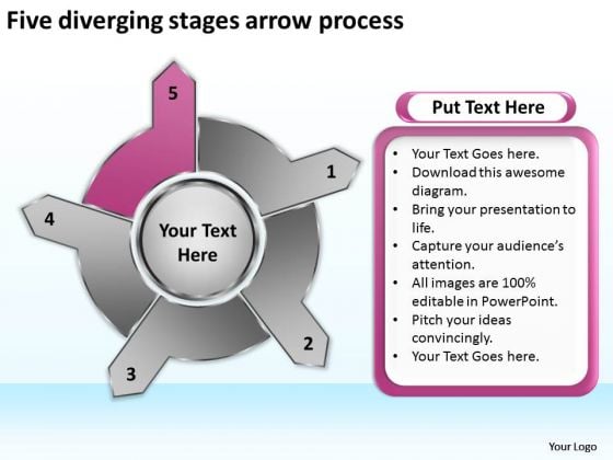 Five Diverging Stages Arrow Process Circular Flow Diagram PowerPoint Templates Five Diverging Stages Arrow Process Circular Flow Diagram PowerPoint Templates