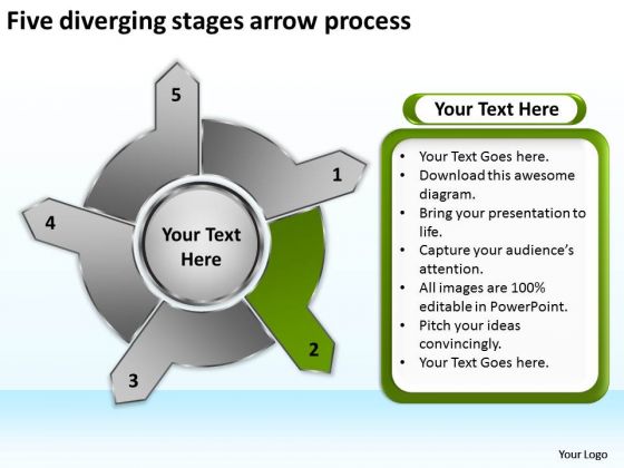 Five Diverging Stages Arrow Process Circular PowerPoint Templates Five Diverging Stages Arrow Process Circular PowerPoint Templates