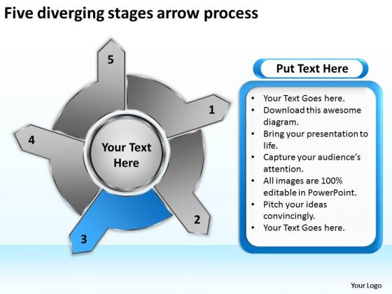 Five Diverging Stages Arrow Process Pie Chart PowerPoint Slides Five Diverging Stages Arrow Process Pie Chart PowerPoint Slides