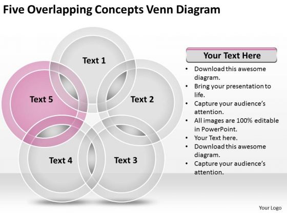 Five Overlapping Concepts Venn Diagram Business Plan Examples PowerPoint Slides Five Overlapping Concepts Venn Diagram Business Plan Examples PowerPoint Slides