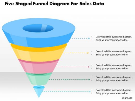 Five Staged Funnel Diagram For Sales Data PowerPoint Template Five Staged Funnel Diagram For Sales Data PowerPoint Template