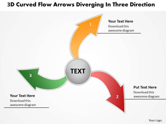 Flow Arrows Diverging Three Direction Circular Network PowerPoint Templates Flow Arrows Diverging Three Direction Circular Network PowerPoint Templates