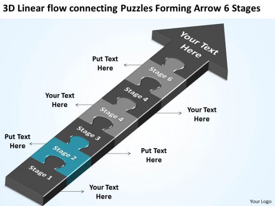 Flow Connecting Puzzles Forming Arrow 6 Stages Juice Bar Business Plan PowerPoint Slides