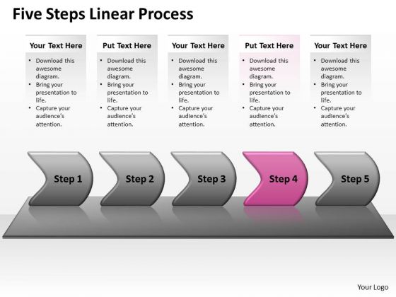 Flow Ppt Background Five Steps Working With Slide Numbers Linear Process 5 Image