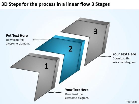 For The Process In A Linear Flow 3 Stages Business Plan Sample Pdf PowerPoint Templates For The Process In A Linear Flow 3 Stages Business Plan Sample Pdf PowerPoint Templates