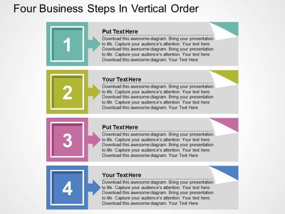Four Business Steps In Vertical Order PowerPoint Templates