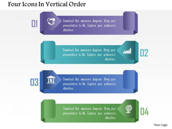 Four Icons In Vertical Order PowerPoint Template