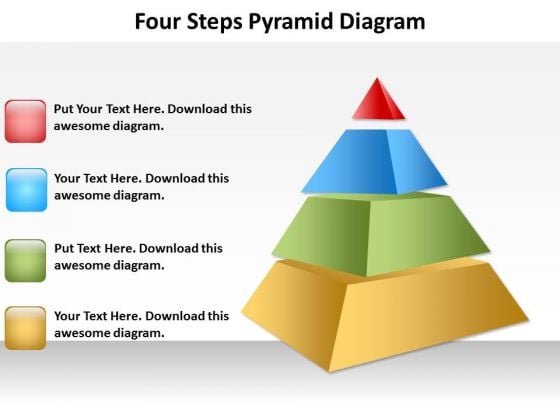four steps pyramid diagram templates powerpoint chart powerpoint