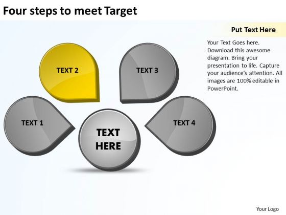 Four Steps To Meet Target Venn Chart PowerPoint Templates Four Steps To Meet Target Venn Chart PowerPoint Templates