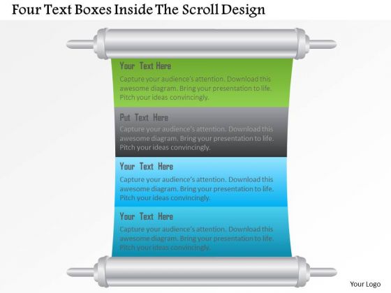 Four Text Boxes Inside The Scroll Design Presentation Template Four Text Boxes Inside The Scroll Design Presentation Template