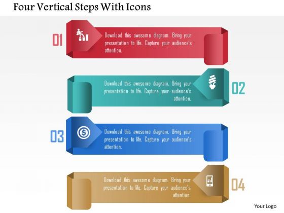 Four Vertical Steps With Icons PowerPoint Template