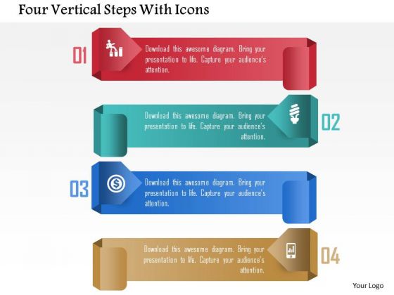Four Vertical Steps With Icons PowerPoint Template Four Vertical Steps With Icons PowerPoint Template