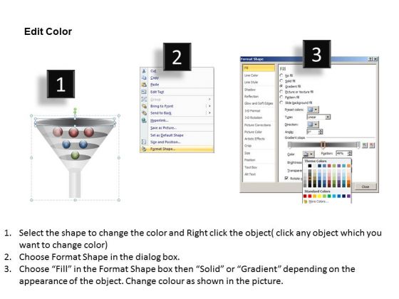 Funnel Shape Diagram For PowerPoint Slides Ppt Templates colorful editable