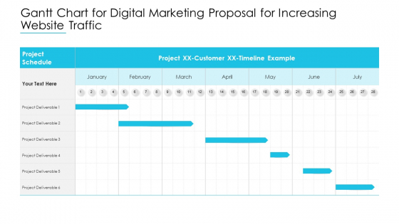 Gantt Chart For Digital Marketing Proposal For Increasing Website Traffic Summary PDF