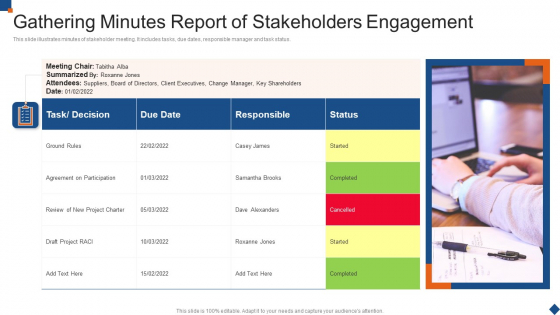 Gathering Minutes Report Of Stakeholders Engagement Guidelines PDF
