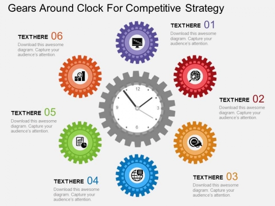 Gears Around Clock For Competitive Strategy Powerpoint Template Gears Around Clock For Competitive Strategy Powerpoint Template