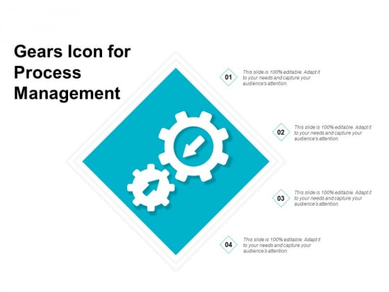 Gears Icon For Process Management Ppt PowerPoint Presentation Icon Deck