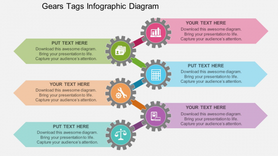 Gears Tags Infographic Diagram Powerpoint Template