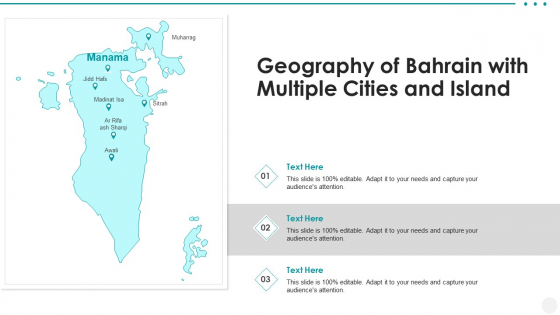 Geography Of Bahrain With Multiple Cities And Island Infographics PDF