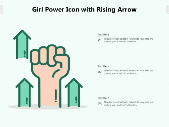 Girl Power Icon With Rising Arrow Ppt PowerPoint Presentation Gallery Example PDF