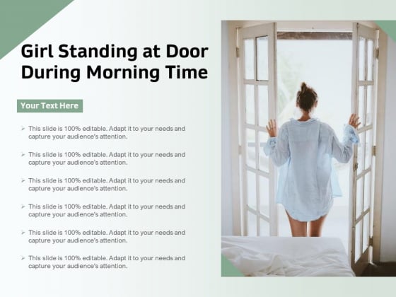 Girl Standing At Door During Morning Time Ppt PowerPoint Presentation Styles Guidelines PDF