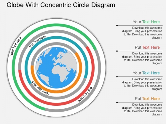 Globe With Concentric Circle Diagram Powerpoint Template Globe With Concentric Circle Diagram Powerpoint Template