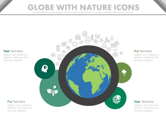 Globe With Nature Icons For Environment Protection Powerpoint Slides Globe With Nature Icons For Environment Protection Powerpoint Slides