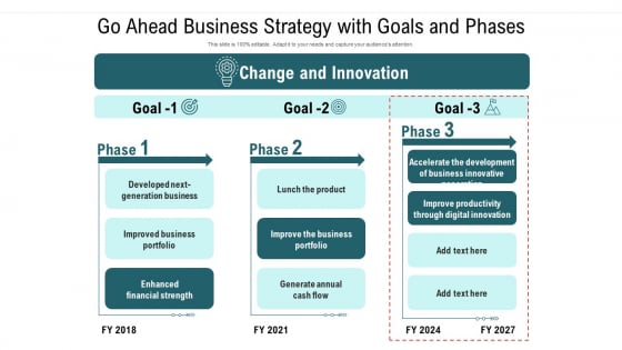 Go Ahead Business Strategy With Goals And Phases Ppt PowerPoint Presentation Gallery Templates PDF