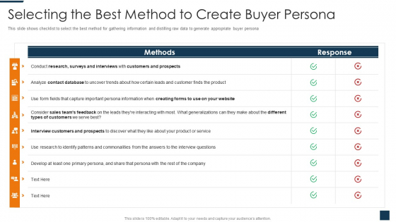 Go To Market Strategy For New Product Selecting The Best Method To Create Buyer Persona Portrait PDF Go To Market Strategy For New Product Selecting The Best Method To Create Buyer Persona Portrait PDF