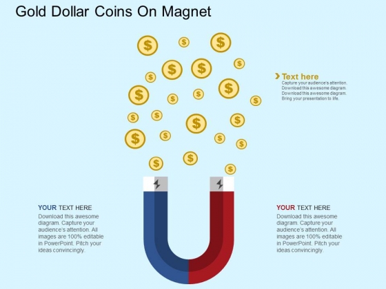 Gold Dollar Coins On Magnet Powerpoint Template Gold Dollar Coins On Magnet Powerpoint Template