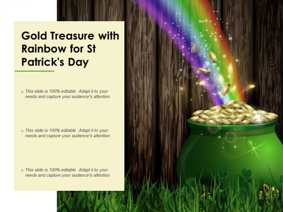 Gold Treasure With Rainbow For St Patricks Day Ppt Powerpoint Presentation Pictures Themes