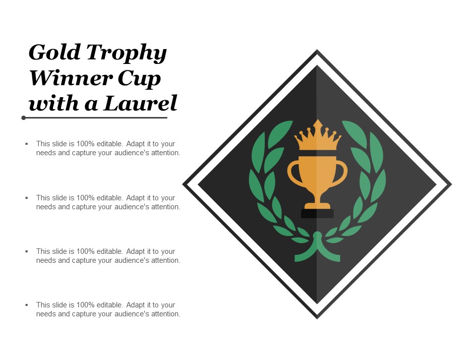 Gold Trophy Winner Cup With A Laurel Ppt PowerPoint Presentation Layouts Designs