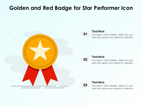 Golden And Red Badge For Star Performer Icon Ppt PowerPoint Presentation Model Backgrounds PDF