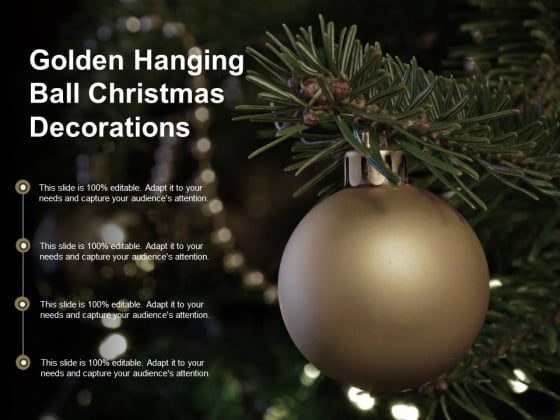Golden Hanging Ball Christmas Decorations Ppt PowerPoint Presentation Inspiration Slide Portrait