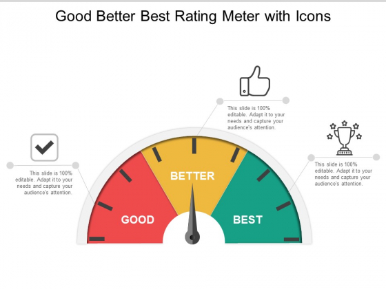 Good Better Best Rating Meter With Icons Ppt Powerpoint Presentation Outline Vector