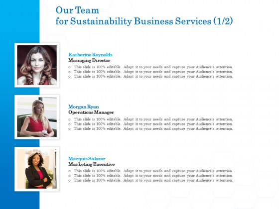 Green Business Our Team For Sustainability Business Services Demonstration PDF Green Business Our Team For Sustainability Business Services Demonstration PDF