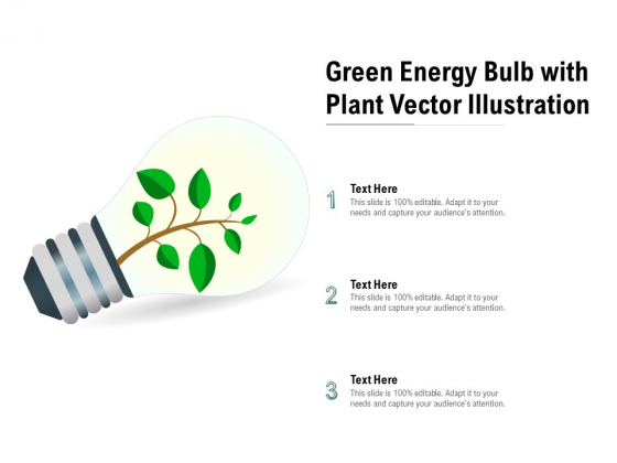 Green Energy Bulb With Plant Vector Illustration Ppt PowerPoint Presentation Icon Templates