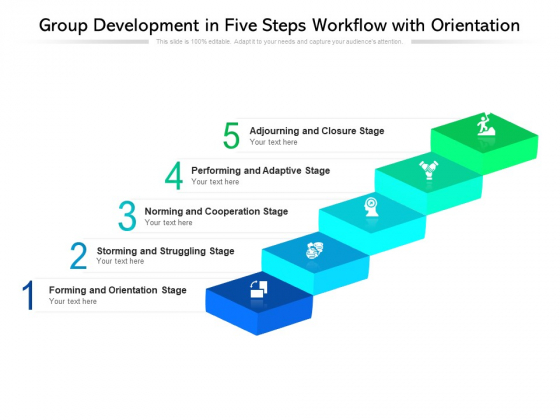 Group Development In Five Steps Workflow With Orientation Ppt PowerPoint Presentation Gallery Outline PDF Group Development In Five Steps Workflow With Orientation Ppt PowerPoint Presentation Gallery Outline PDF