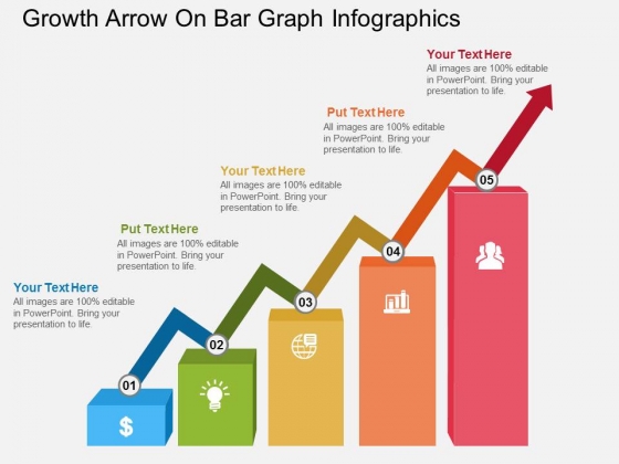 Growth Arrow On Bar Graph Infographics Powerpoint Template