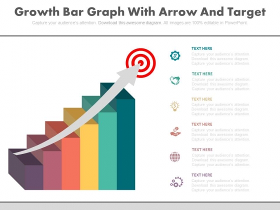 Growth Graph With Arrow On Target Board Powerpoint Slides