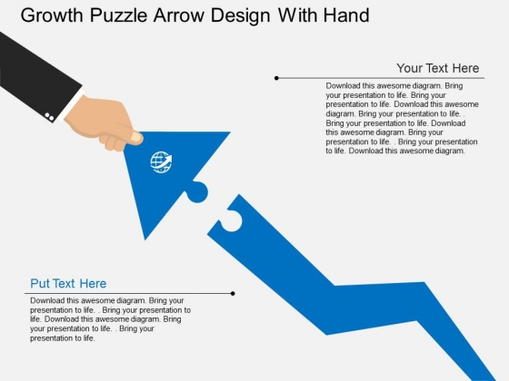 Growth Puzzle Arrow Design With Hand Powerpoint Template Growth Puzzle Arrow Design With Hand Powerpoint Template