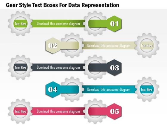 Gear Style Text Boxes For Data Representation Presentation Template Gear Style Text Boxes For Data Representation Presentation Template