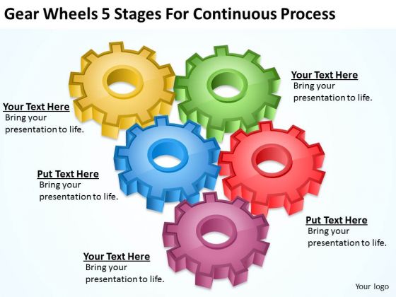 Gear Wheels 5 Stages For Continuous Process Ppt Business Plan Formats PowerPoint Templates